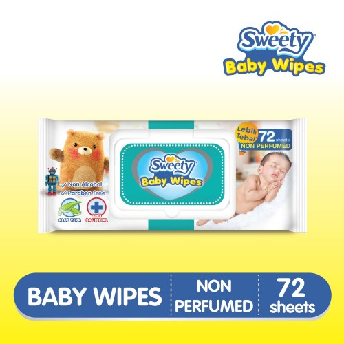 Sweety Baby Wipes Non Perfumed - 72 Sheet